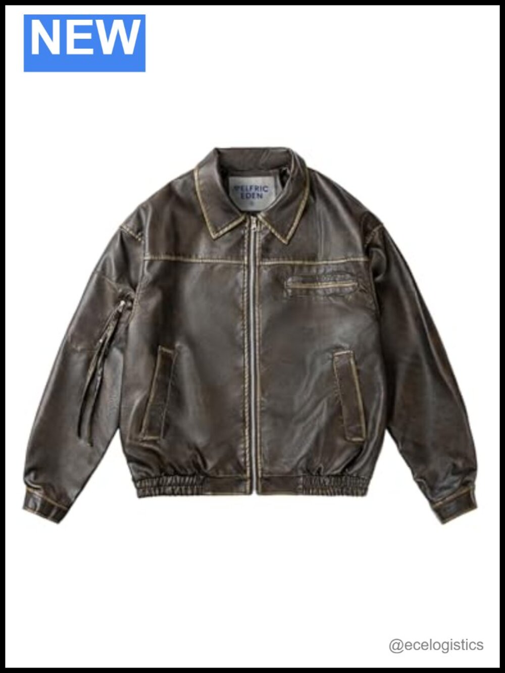 Faux Leather Cropped Jacket Multi Pocket Utility Zip Aviator Coat Vintage